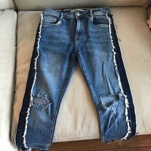 Distressed boyfriend jeans